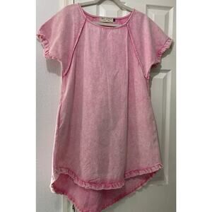 Bad Little Country Girl Pink Denim Dress Size Small Hi Low Lagenlook Artsy